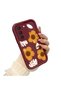 Samsung Galaxy S22 Compatible Case Camera Protector Burgundy Silicone Couple Phone Case Floral Pattern - 3