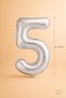 Silver Foil Balloon Number 5, 86 Cm, Helium Compatible Silver Color 5 Year Old Balloon, Large Size Number Balloon - 2