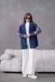 Women's Tulle Floral Embroidered Denim Kimono Jacket - 3