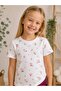 Girls' Floral Patterned Cotton Crew Neck T-Shirt and Half Tights Summer Two-Piece Set - 7