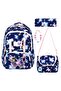 Butterfly Patterned Lockable Triple Girls' Primary School School Bag Set (Bag Thermal Lunch Bag Pen Holder)