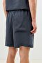 Navy Blue Lyocell Blend Tie-Waist Men's Shorts - 3