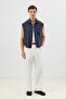 Navy Blue Boxy Fit Men's Sleeveless Shirt - 5