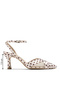 Si̇ena Women's Beige Polka Dot 7.5 cm Heeled Shoes with Pointed Toe and Ankle Strap - 2