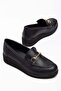 Large Size Women's Lace-Up Shoes with Black Buckle and Stitching - 3