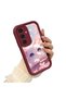 Samsung Galaxy S25 Plus Compatible Case Camera Protector Burgundy Silicone Couple Phone Case Cat Pattern - 2