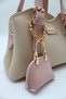 Women's Cream Powder Crossbody Hand and Shoulder Bag with Front Accessory Detail and Charm Accessory - 6