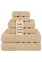 Safi Plus Towel Set Luxury Hotel Quality 600 GSM Genuine Combed Cotton, Super Soft & Absorbent Family Bath Towels 6 Piece Set - 2 Bath Towels, 2 Hand Towels, 2 Washcloths - Beige