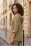 Women's Hooded Muslin Shirt Oversize Relaxed Fit 100% Cotton - Olive Green - 4