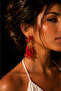 Coral Formed Red Dangle Earrings Mediterranean Inspired Original Design Women's Earrings - 3