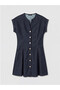 Indigo Mini Jean Dress with a Ruffled Collar - 5