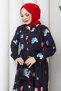 Women's Waist-Tied Tropical Patterned Dress - 5