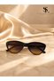 Women's Black Cat Eye Oval Sunglasses Uv400 Protected Brown Gradient Lenses Thin Frame Cateye Retro Vintage Y2K Luxury Stylish Design Daily Summer Beach Vacation Fashion Accessory Trend Model Modern Stylish - 3