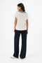 Women's V-Neck Laser Cut Detailed Short Sleeve Knitwear Sweater - 3