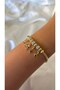 Women's Gold Color Stone Charm Dangle Bracelet - 4