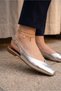 Women's Ballerina Flats with Square Toe, Open Back, Slingback Buckle Detail, Casual Ballerina Shoes - 2