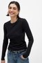 Women'S, Black Color, Long Sleeve Crew Neck T-Shirt & Blouse Camisole Ribbed