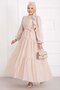 Belted Layered Dress Beige