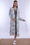 Floral Patterned Dressing Gown Maternity Nightgown Set Effortt - Smoked - 8