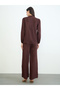 Brown Lace Inset Cotton Shirt and Pants Co-Ord Set - 5