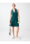 Dark Green Polo Collar Sleeveless Knitted Dress