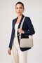 Women's Hand and Shoulder Bag with Multiple Compartments, Zipper, Logo, Cross Strap, Stone