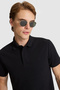 Men's Black Slim Fit Polo Collar Basic T-Shirt 50327003-Vr046 - 2