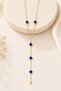 Vip Cobalt Blue Clover Figured Y Necklace Gold Color Stainless Steel Women's Necklace - 2