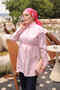Pink Shoulder Ruffle Waist Tie Shirt