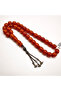 Antique Bagha Sharba Rosary 33 Beads 11mm Orange-Red Prayer Beads Tasbih 43g Bronze-Tone Chain Tassel