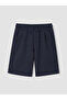 Ozmarka New Season Navy Blue Elastic Waist Regular Fit Boys' Shorts