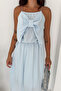Women's Strappy Bow Detailed Midi Dress - 5
