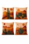 Desert Cacti Patterned 4-Piece Throw Pillow Cover Set - 3
