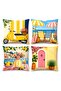 Coastal Patterned 4-Piece Throw Pillow Cover Set - 3