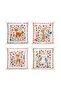 Set of 4 Children's and Baby's Throw Pillow Covers with Animals and Flowers Pattern - 3