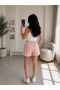 Women's Straw Belt Detailed Summer Comfortable Linen Mini Shorts - 2