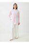 Hakim Collar Button Detailed Striped Blouse / Shirt - Pink Striped