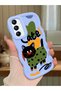 Samsung Galaxy A24 Compatible Case Camera Protector Blue Silicone Couple Phone Case Cat Pattern