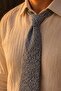 White Navy Blue Classic Linen Tie Kk13873
