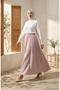 Viscose Fabric Striped Skirt with Elastic Waist 0348-04 Claret Red - 2