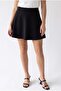 2190 Women's A-Line High Waist Elastic Mini Shorts Skirt Black - 3