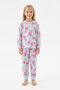Girl's 100% Cotton and Filamingo Patterned Pajama Set 3-8 Years 12744Is - 3