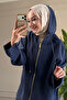 6406 - Comfortable Zippered Pocket Hooded Long Cap with Hood Detail - 4