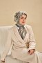 Twill Silk Scarf Large Floral Pale Gray 90X90