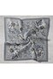 Twill Silk Scarf Large Floral Blue Gray 90X90 - 5