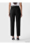 Black Elastic Waist Carrot Cut Women's Fabric Trousers - 4
