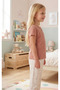 Girl's 100% Cotton Compact Combed Cotton Buttoned Crew Neck Pajama Set - 2