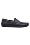 Men's Thin Embossed Logo Genuine Leather Navy Blue Loafer Shoes