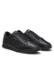 Men's Comfortable Sole Lace-Up Leather Flat Sole Black Sneaker - 2
