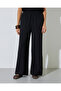 Black Solid Short Sleeve Top With Belt And Wide Leg Pants Set - 4